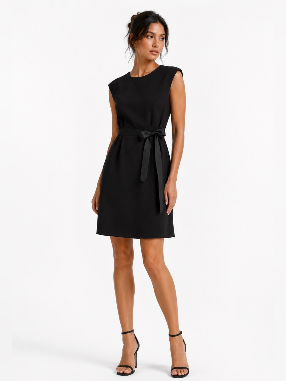 Calvin Klein Women’s Black Sleeveless Fit & Flare Dress with Waist Belt size 6